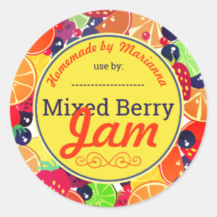 Mixed fruit berries jam pie filling canning label
