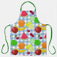 Mixed Fruit Blue and White Check Pattern Cute