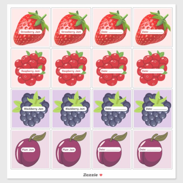 Mixed Fruit Jam Labels Custom Vinyl Sticker Sheet (Sheet)