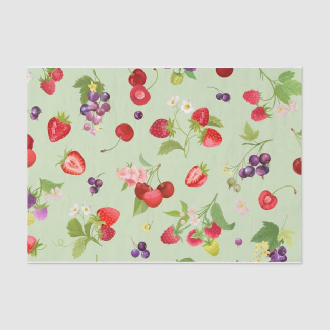 Mixed Fruit Pastel Green   Tissue Paper (Front)
