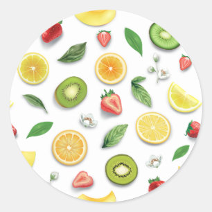 Mixed Fruits 4 Classic Round Sticker