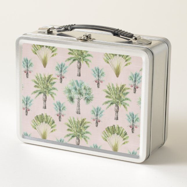 Mixed Green Palm Trees Metal Lunch Box (Front)