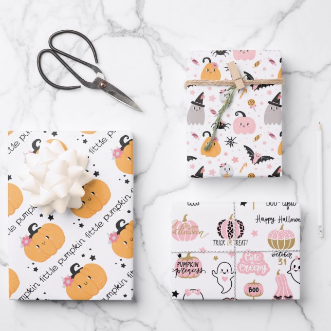 Mixed Halloween Wrapping Paper Sheets (Front)