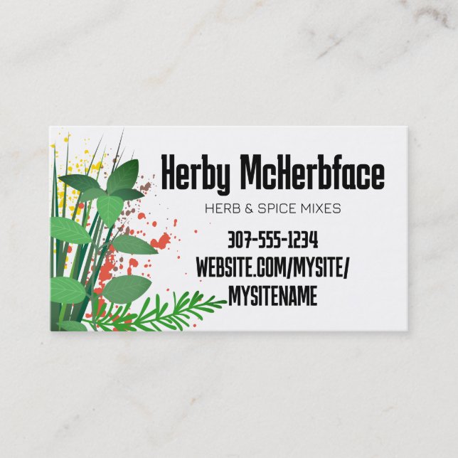 Mixed herbs 2 culinary chef catering business card (Front)