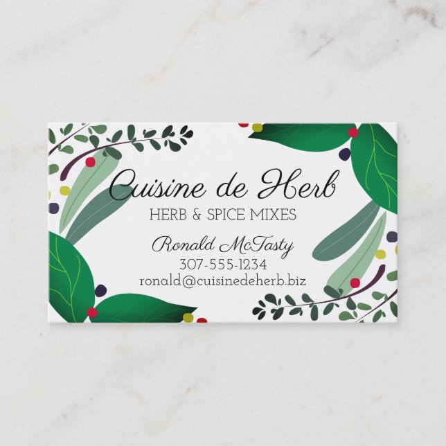 Mixed herbs spices chef catering business cards (Front)