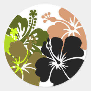 Mixed Hibiscus Classic Round Sticker