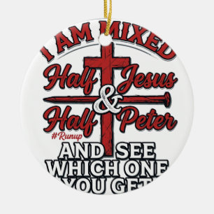 Mixed Jesus and Peter Vintage Christian Humour Ceramic Ornament