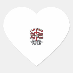 Mixed Jesus and Peter Vintage Christian Humour Heart Sticker