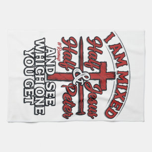 Mixed Jesus and Peter Vintage Christian Humour Kitchen Towel