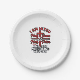 Mixed Jesus and Peter Vintage Christian Humour Paper Plate