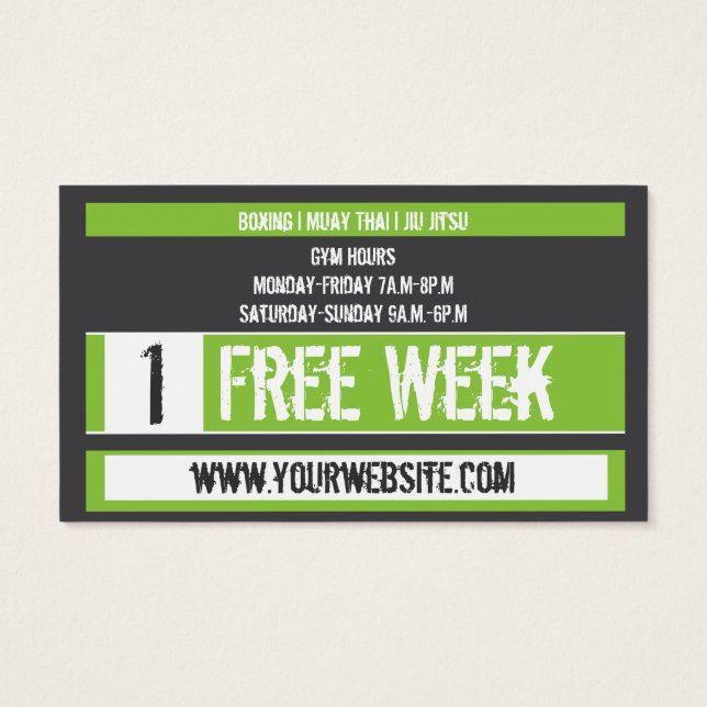 Mixed Martial Art Business Card Free Week Card (Back)