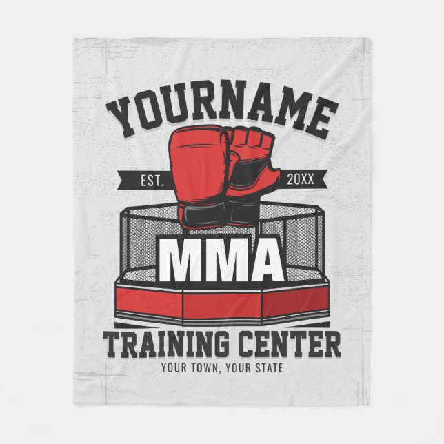 Mixed Martial Arts ADD NAME MMA Fight Training Fleece Blanket (Front)