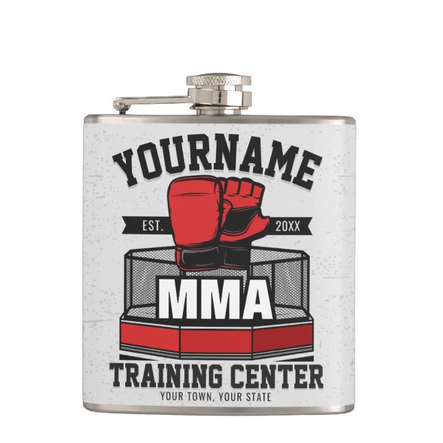 Mixed Martial Arts ADD NAME MMA Fight Training Hip Flask (Front)