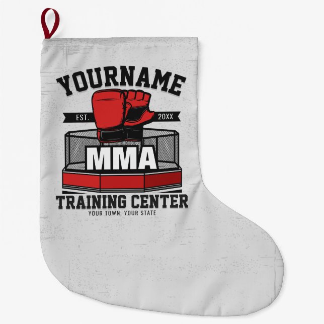 Mixed Martial Arts ADD NAME MMA Fight Training Large Christmas Stocking (Front)