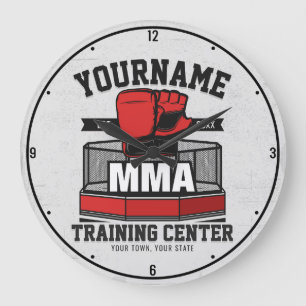 Mixed Martial Arts ADD NAME MMA Fight Training Large Clock