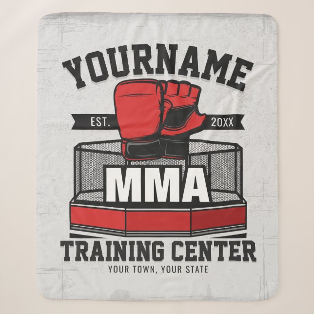 Mixed Martial Arts ADD NAME MMA Fight Training Sherpa Blanket (Front)