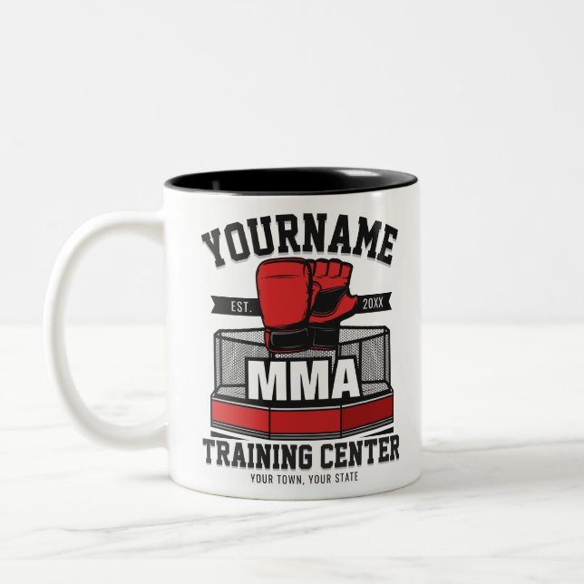 Mixed Martial Arts ADD NAME MMA Fight Training Two-Tone Coffee Mug (Left)