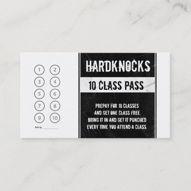 Mixed Martial Arts Business Card loyalty card (Front)