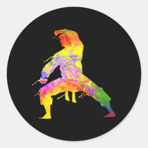 Mixed Martial Arts Colourful Silhouette for Kids Classic Round Sticker
