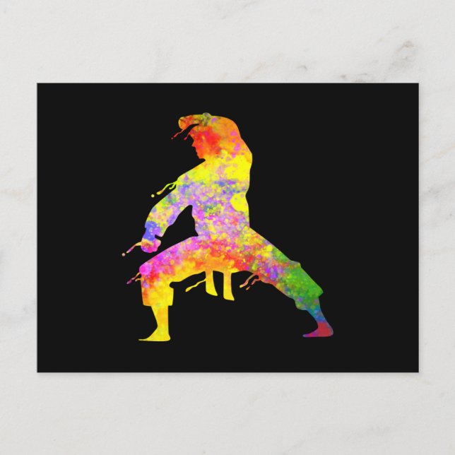 Mixed Martial Arts Colourful Silhouette for Kids Postcard (Front)