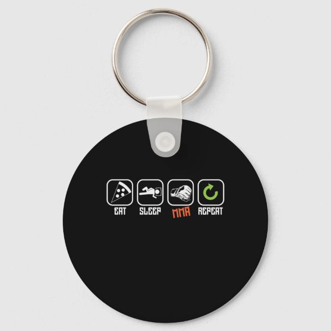 Mixed Martial Arts "Eat, Sleep, MMA, Repeat" Keychain (Front)