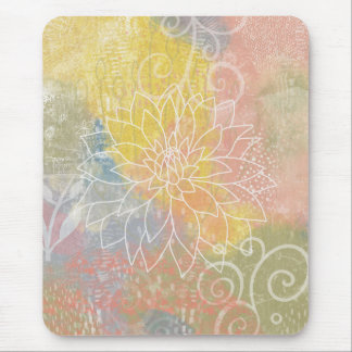 Mixed Media Abstract Flower Mouse Pad