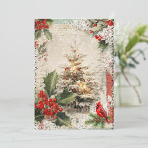 Mixed Media Abstract Vintage Style Christmas Card