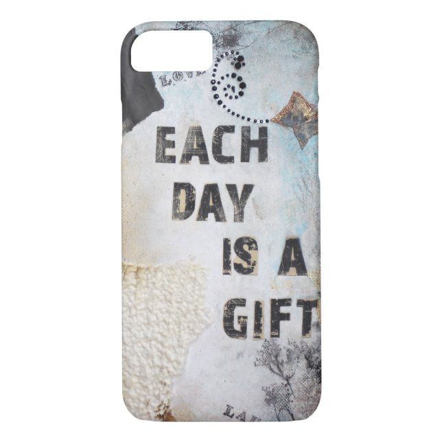 Mixed Media Art Each Day Is A Gift Quote Case-Mate iPhone Case (Back)