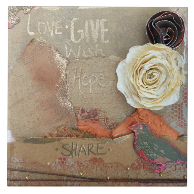 Mixed Media Art Love Tile (Front)