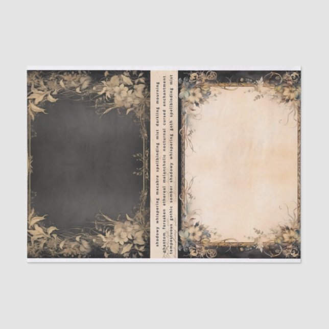 Mixed Media Artist Junk Journal Dark Gothic Tissue Paper (Front)