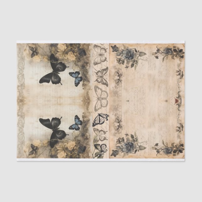 Mixed Media Artist Junk Journal Dark Gothic Tissue Paper (Front)