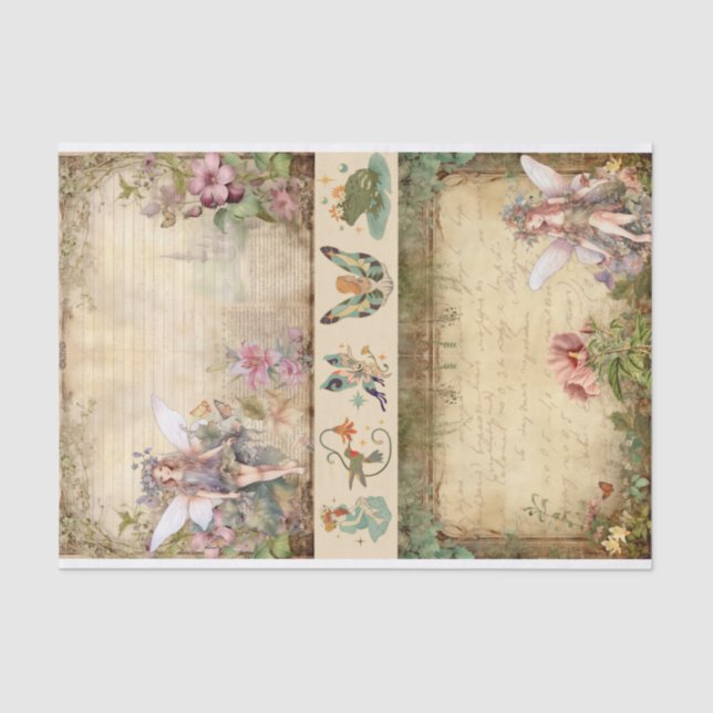 Mixed Media Artist Junk Journal Fairy Collage Tissue Paper (Front)