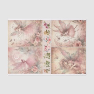 Mixed Media Artist Pink Junk Journal Fairy Collage Tissue Paper