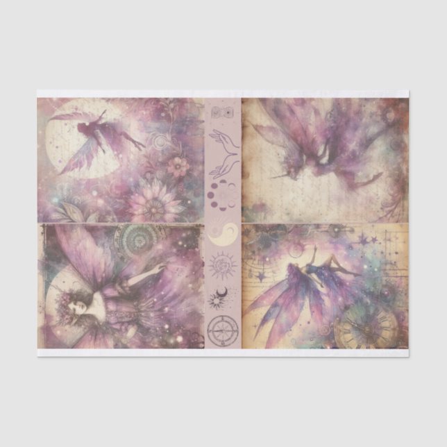 Mixed Media Artist Purpe Fairy Art Junk Journal  Tissue Paper (Front)