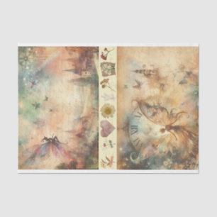 Mixed Media Artist Vintage Fairy Art Junk Journal  Tissue Paper