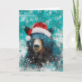 Mixed Media Bear Print Holiday Card AP458B1