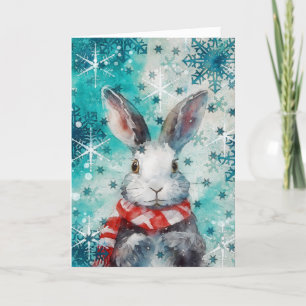 Mixed Media Bunny Print Christmas Card AP4448B1