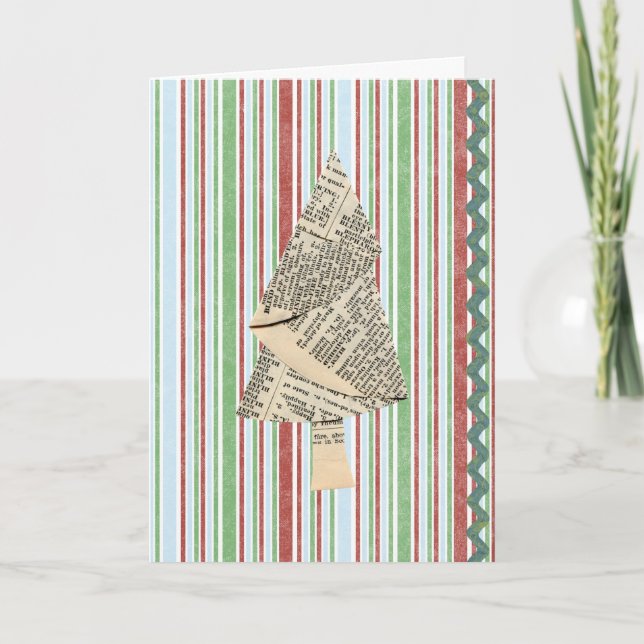 Mixed Media Christmas Trees Holiday Card (Front)