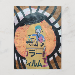 Mixed Media collage Newspaper delivery person  Postcard