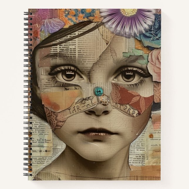 Mixed Media Collage Portrait Art (10) Notebook (Front)