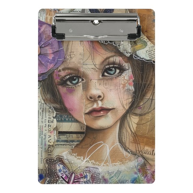 Mixed Media Collage Portrait Art (1) Mini Clipboard (Front)
