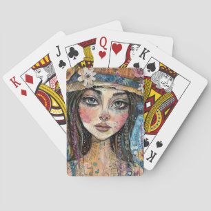Mixed Media Collage Portrait Art (3) Playing Cards