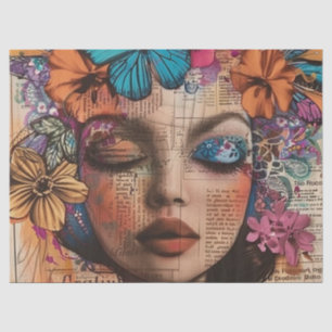 Mixed Media Collage Portrait Art (7) Tissue Paper