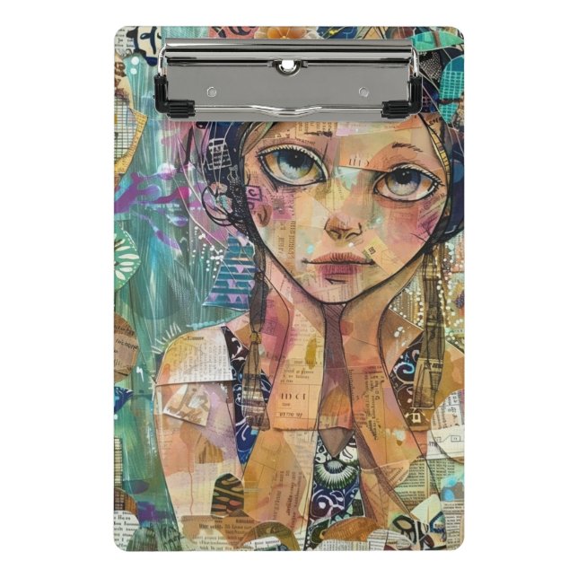 Mixed Media Collage Portrait Art (8) Mini Clipboard (Front)