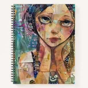 Mixed Media Collage Portrait Art (8) Notebook