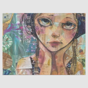 Mixed Media Collage Portrait Art (8) Tissue Paper