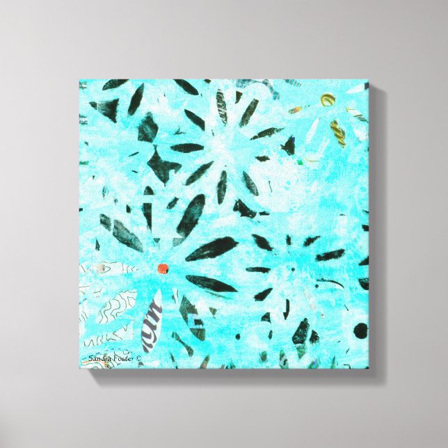 Mixed Media Daisy Art Canvas Print (Front)