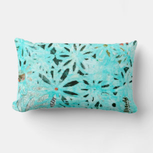 Mixed Media Daisy Art Lumbar Pillow