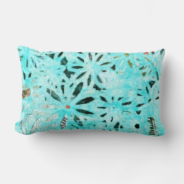 Mixed Media Daisy Art Lumbar Pillow (Front)
