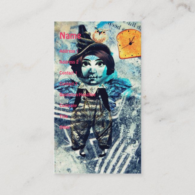 Mixed Media Doll in Shades of Blue Business Card (Front)